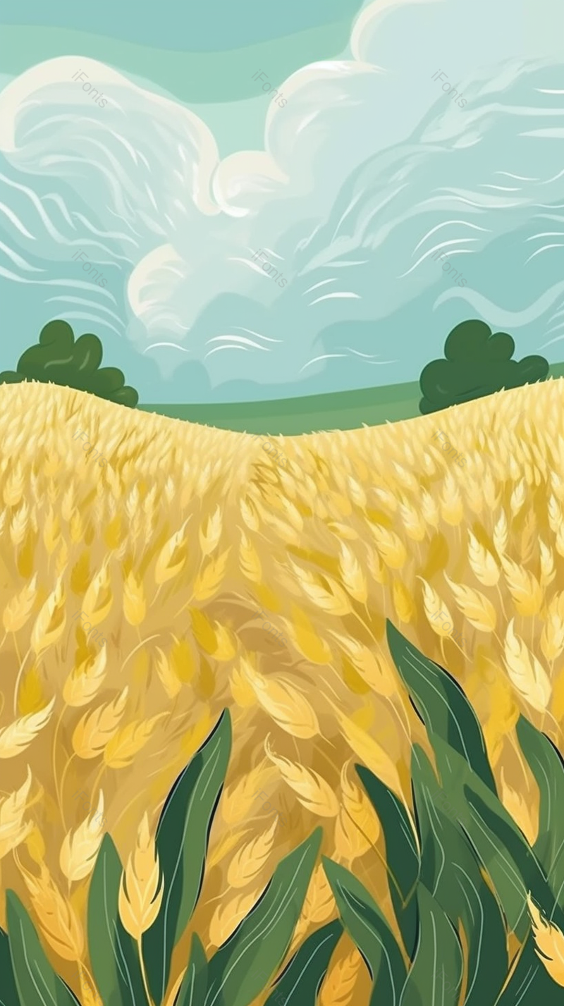 夏天金黄色的麦田麦穗丰收手绘水彩插画植物背景图,插画/手绘图,插画/手绘图库,插画/手绘图下载,插画/手绘